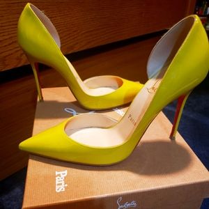 Neon yellow iriza louboutin pumps
